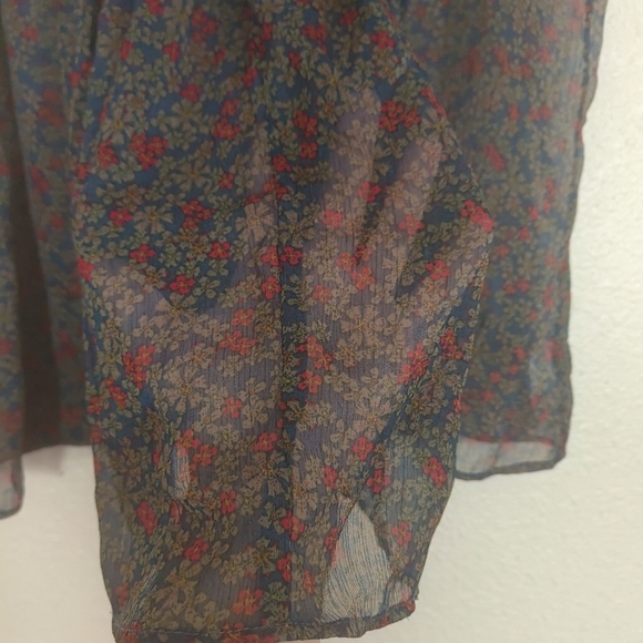 CONVERSE ONE STAR floral sleeveless shirt blouse size L light pullover tunic - Picture 5 of 8